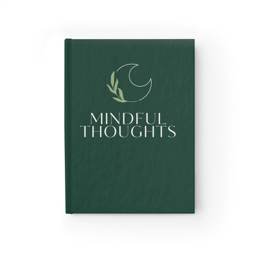 Forest Green Mindful Thoughts Journal | Celestial Sage & Moon Hardcover Notebook | 128 Lined Pages